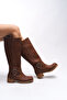 Thefrila Women's Knee High Biker Boots 00123024   Matte Tan