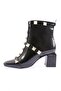 K200-22K Women's Trocley Frame Heeled Boots Black Wrinkled Patent Leather - 3