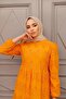 Orange Embroidery Lace Scallop Long Women's Dress - 4