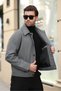 Men's Oversize Stamp Coat - Buttoned and Stylish Design, Warm Jacket - 5