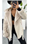 Women's Silk Sheepskin Cream Suede Biker Coat