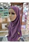 Practical Scarf with Bonnet, Non-Slip, Ready-To-Wear Shawl, Turban, Hijab, Dark Lilac - 2