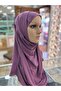 Practical Scarf with Bonnet, Non-Slip, Ready-To-Wear Shawl, Turban, Hijab, Dark Lilac - 3