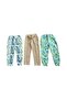 Flower Patterned Elastic Waist Crinkle Fabric Girl's Trousers - 2