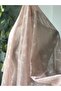 Powder Pink Henna Veil 100 Cm With White Flowers And Laser Flowers Belt - 5