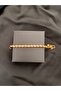 Gold Aleppo Chain Steel Bracelet - Sequined and Thick Barley - 3