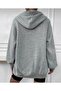 Women's Winter Gray Sweatshirt Hooded Zippered Cardigan - 5