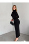 Women's Gathered Turtleneck Long Sleeve Sandy Long Dress - 2