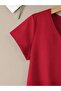 Women's Red V-Neck Regular T-Shirt - 4