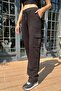 Crystal Rhinestone Relaxed Fit Two Thread Cotton Black Women's Stylish Sweatpants with Cargo Pockets - 2
