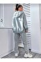 California Tracksuit Set - Gray Printed Top and Bottom Set Sweatshirt, Jogger Elastic Leg Hoodie - 2