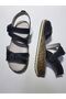 100% Genuine Leather Inside and Out, Black Color, Wedge Heel, Light Sole, Velcro Sandals. - 4