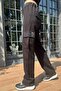Crystal Rhinestone Relaxed Fit Two Thread Cotton Black Women's Stylish Sweatpants with Cargo Pockets - 4
