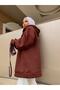 Extra Oversize Brown Basic 3 Thread Cotton Raised Women's Sweatshirt 1003 - 2