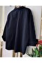 Shirt Black Oversize Balloon Sleeve Pleat Detailed Long Basic Women's Shirt 0001 - 2