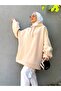 Extra Oversize Beige Basic 3 Thread Cotton Women's Sweatshirt 1003