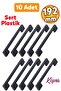 (Hard Plastic) Bridge 192 mm Black Furniture Kitchen Drawer Cabinet Cupboard Handle Handles 10 Pieces