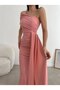 Powder Color One-Shoulder Side Train Detailed Fish Cut Evening Dress and Graduation Dress 582108 684 - 5