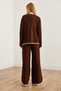Women's Bitter Coffee Piping Detailed Top Cardigan Bottom Pants Knitwear Set Tkm- 19000305 - 5