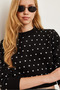 Women's Black Heart Detail Crop Knitwear Sweater Kzk- 19000805 - 5