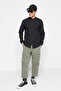 Black Basic Stand-Collar Epauletted Slim Fit Long Sleeve Shirt TMNSS20GO0188