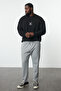 Plus Size Gray Regular Fit Elastic Waist and Tie Fabric Pants Tmnaw25Ar00004 - 3