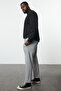 Plus Size Gray Regular Fit Elastic Waist and Tie Fabric Pants Tmnaw25Ar00004 - 4