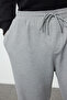 Plus Size Gray Regular Fit Elastic Waist and Tie Fabric Pants Tmnaw25Ar00004 - 5