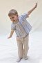 Organic Cotton Short Sleeve Children's Shirt Striped Patterned Blue