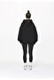 Women's Oversize Sweatshirt Hoodie with Inside Print Black – Hooded, Kangaroo Pocket, 3 Threaded Straps - 2