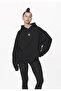 Women's Oversize Sweatshirt Hoodie with Inside Print Black – Hooded, Kangaroo Pocket, 3 Threaded Straps - 4
