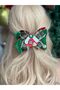 Luxury custom design large christmas home with fancy velvet bow plaid buckle automatic clip female child - 4