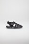 Black Anatomical Faux Leather Girls Boys Sandals - 2