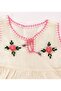 Girl's Cream Handmade Broken Sile Cloth Dress - 4