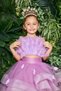 Lilac Feather Crop Skirt Girl Evening Dress - 4