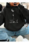 Unisex 2Ip Raised Black Saturn Knitted Fabric Sweatshirt