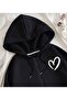 Children's Heart Printed Oversize Zippered Cardigan Hoodie - 4