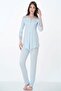 Cotton Maternity and Postpartum Pajama Set with Breastfeeding Feature – Elastic Waistband Effortt - Blue - 2