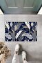 Multi-Purpose Digital Printing Dark Blue Large Leaf Indoor and Outdoor Door Mat