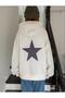 Women's Back Star Printed Cotton Hooded Sweatshirt - 2