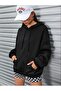 Women's Black Oversize Inspire Back Printed Hoodie - 3