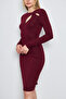 Women's Long Sleeve Viscose Dress with Drop Chest - 4