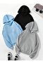Unisex Plain 3 Pieces Plain Unprinted Hooded Oversize Sweatshirt
