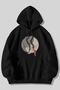 Unisex Hooded Oversize Ying Yang Cat Printed Sweatshirt Hoodie