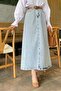 Women's Basic Daily Summer Seasonal Winter Style Pocket Hijab Denim Skirt