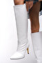 Hilnaril Women's Pointed Heeled Boots 00123000 White Skin - 4
