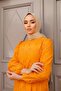 Orange Embroidery Lace Scallop Long Women's Dress - 3