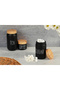 3 Size Tea Coffee Sugar Jar Glass Jar Set Wooden Look (Plastic) Lid - 2