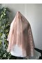 Powder Pink Henna Veil 100 Cm With White Flowers And Laser Flowers Belt - 6