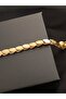 Gold Aleppo Chain Steel Bracelet - Sequined and Thick Barley - 2